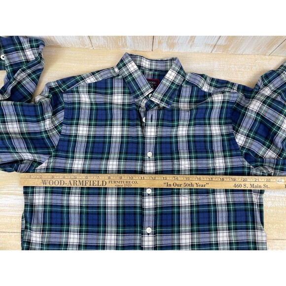 UNTUCKit  Shirt Men's Size M Lightweight Flannel Blue & Green Plaid - Picture 5 of 7